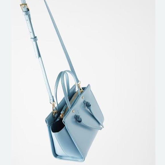 Like New! Zara Knotted Mini City Bag in Light Blue - Picture 2 of 14
